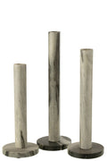 J-Line kaarshouder Marmer - steen - zwart/grijs - set van 3