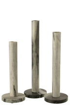 J-Line kaarshouder Marmer - steen - zwart/grijs - set van 3