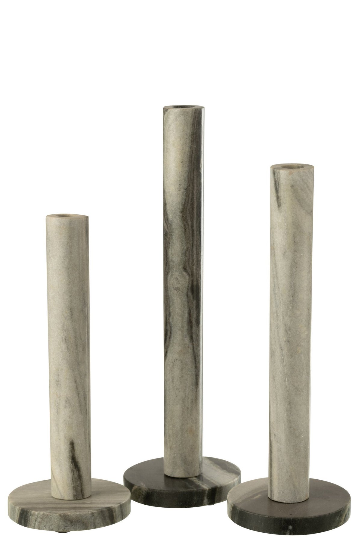 J-Line kaarshouder Marmer - steen - zwart/grijs - set van 3