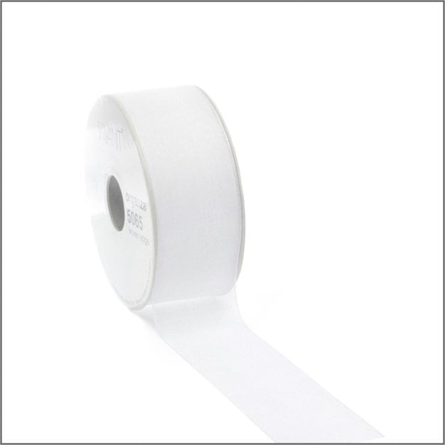 Organza lint - wit - 25mm x 50 meter