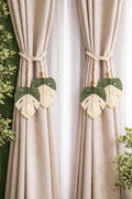 Decoratieve gordijnhouders – Macramé-bindset – bladontwerp van katoenen touw – 2-pack (4x45")