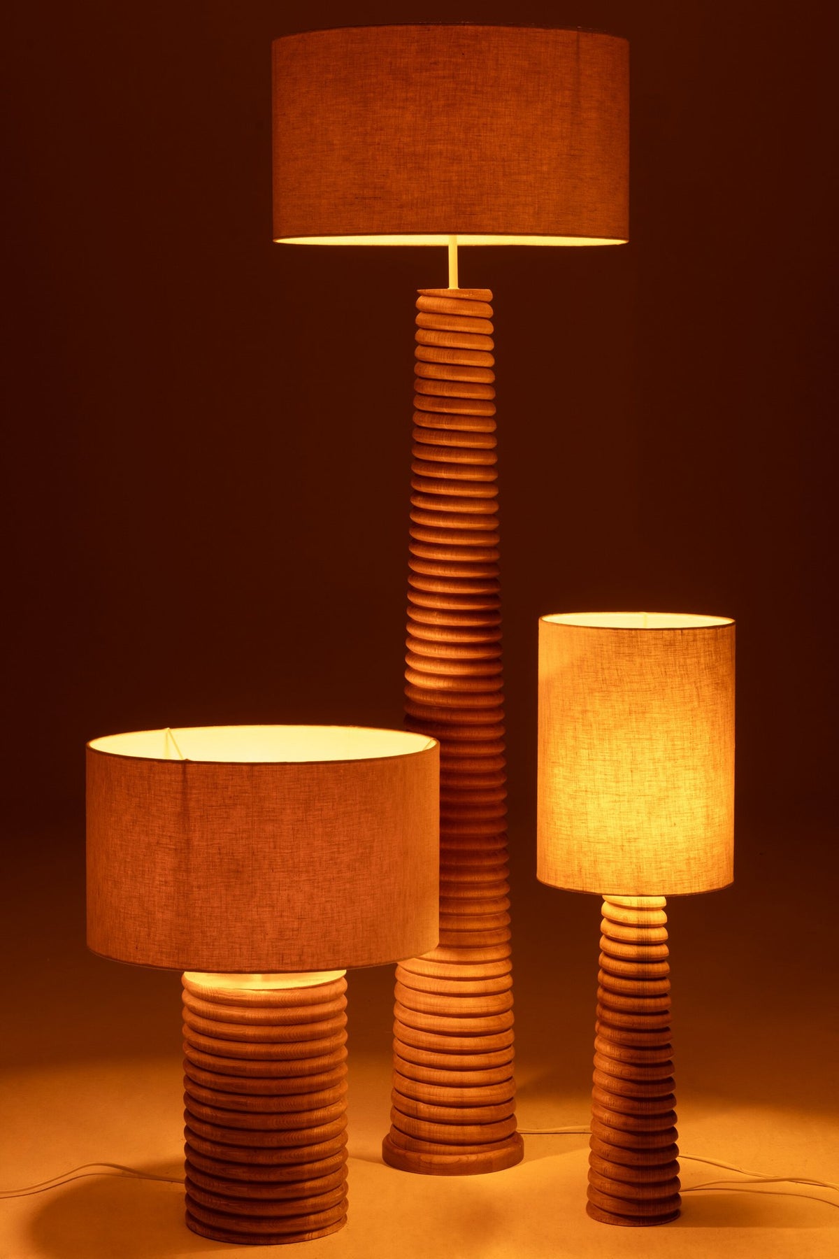 J-Line lamp Schroefdraad Wijd - hout - naturel/grijs