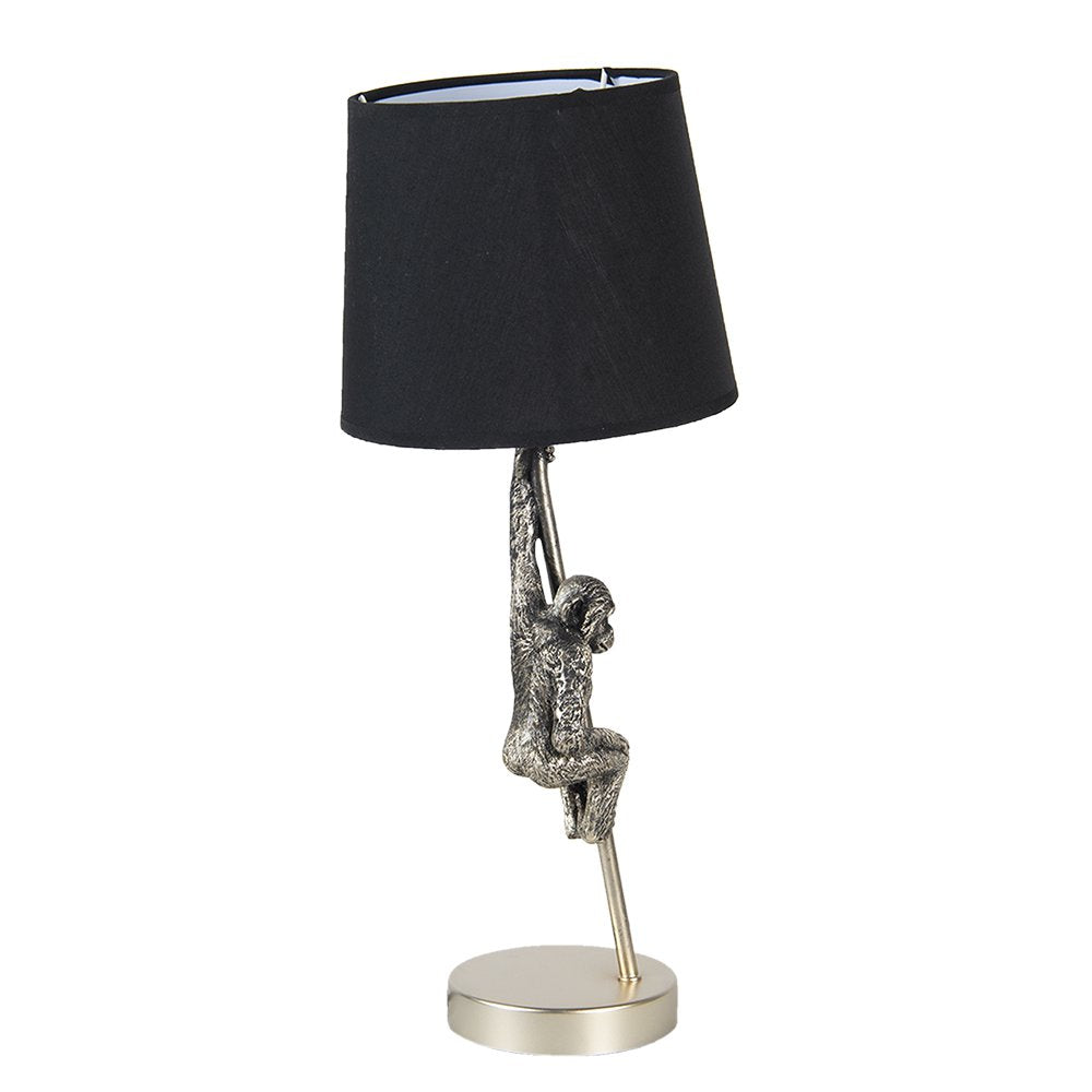 Tafellamp Aap Ø 20x49 cm Zilverkleurig Zwart Kunststof Bureaulamp