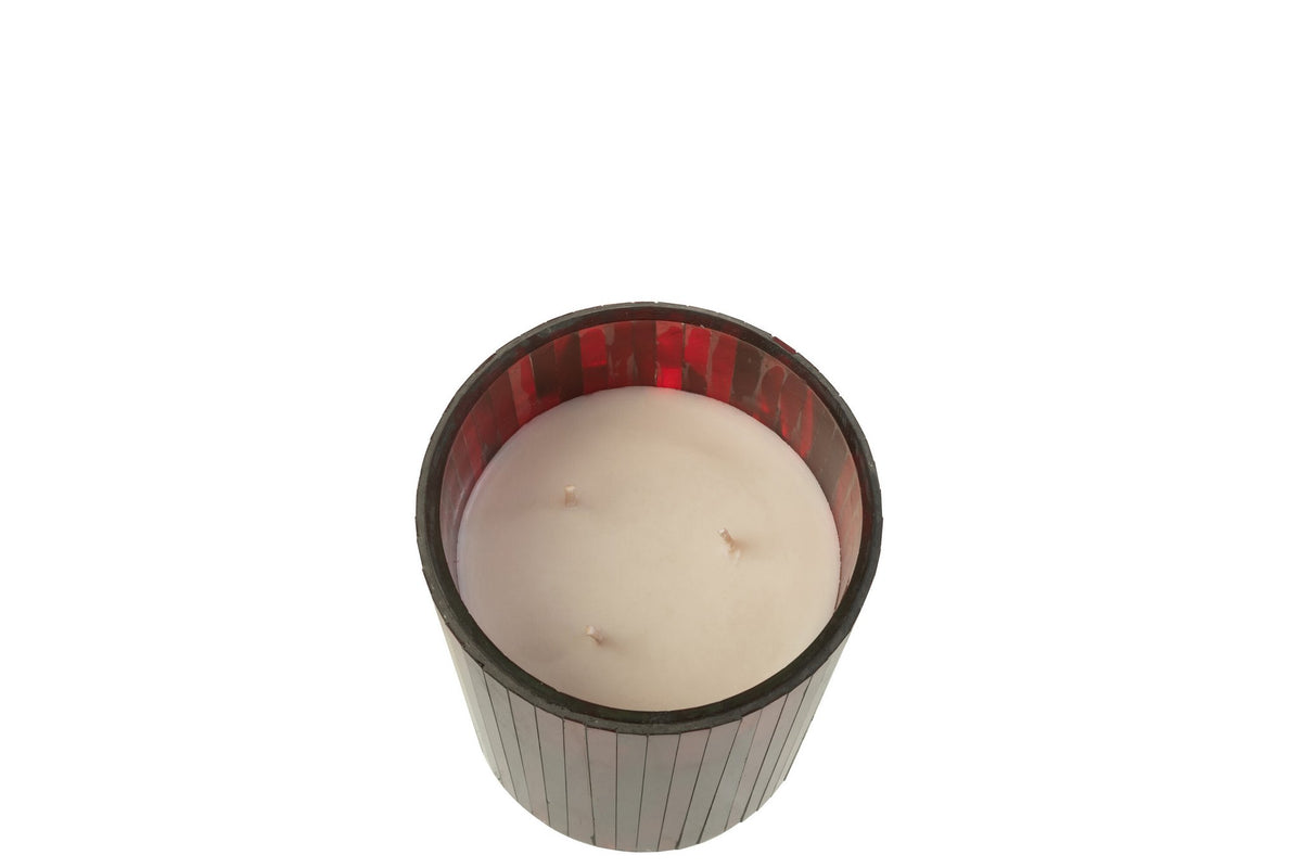 J-Line geurkaars Noa - Ruby Red - glas - rood - medium - 55U