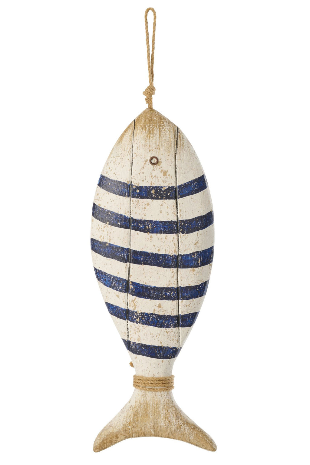 J-Line hanger Vis - hout - blauw/wit