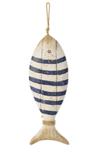 J-Line hanger Vis - hout - blauw/wit