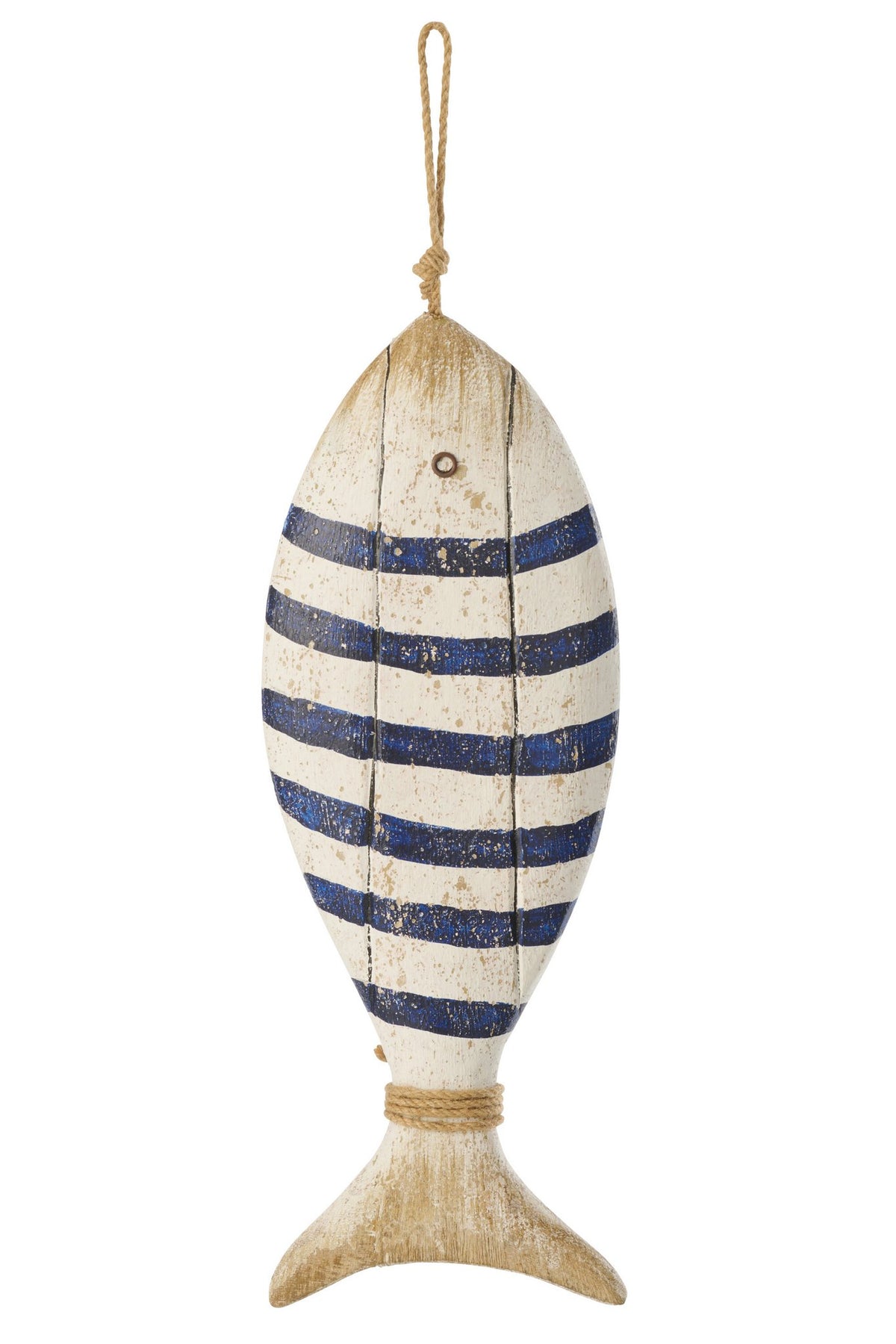 J-Line hanger Vis - hout - blauw/wit