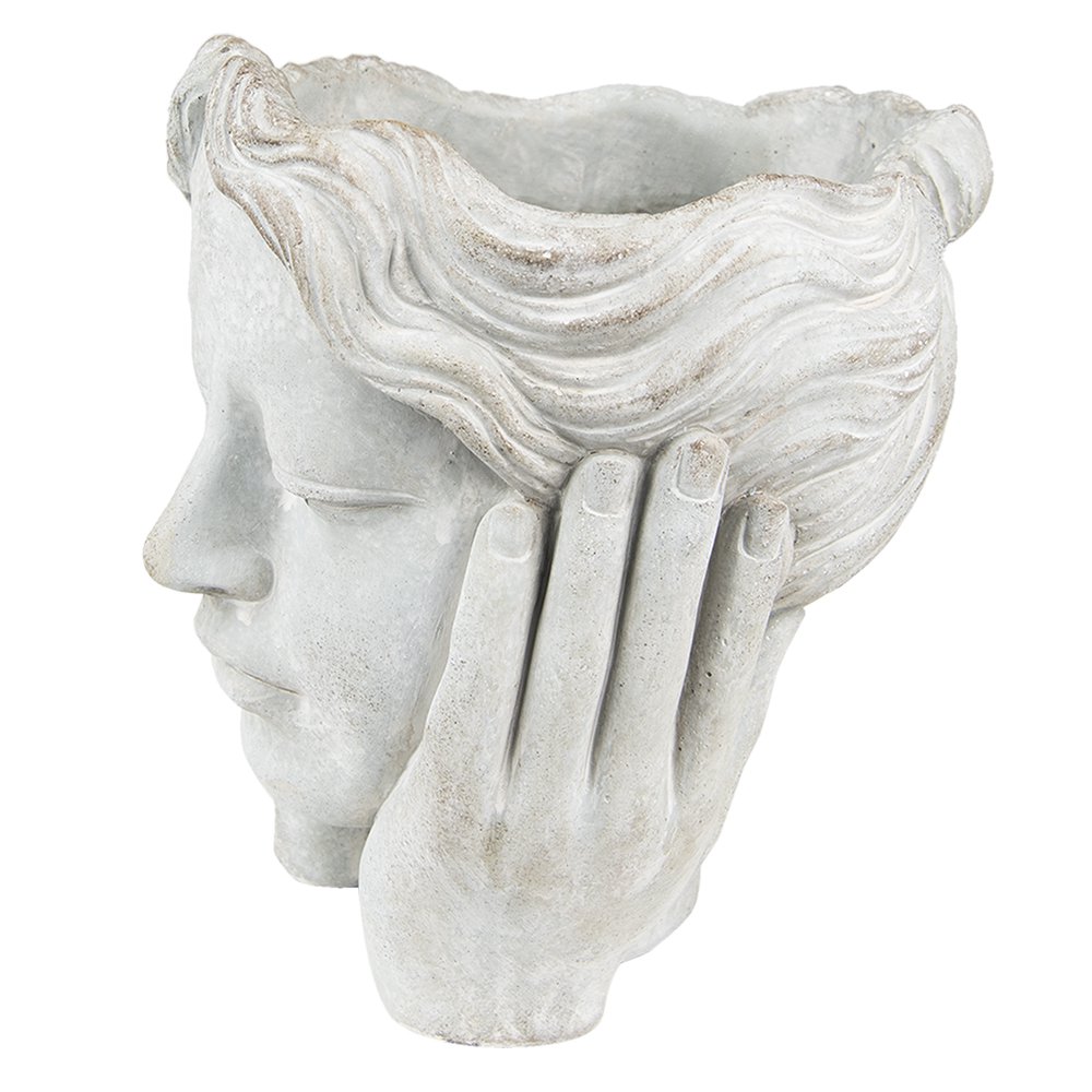 Bloempot Hoofd Ø 15x25 cm Grijs Steen plantenpot