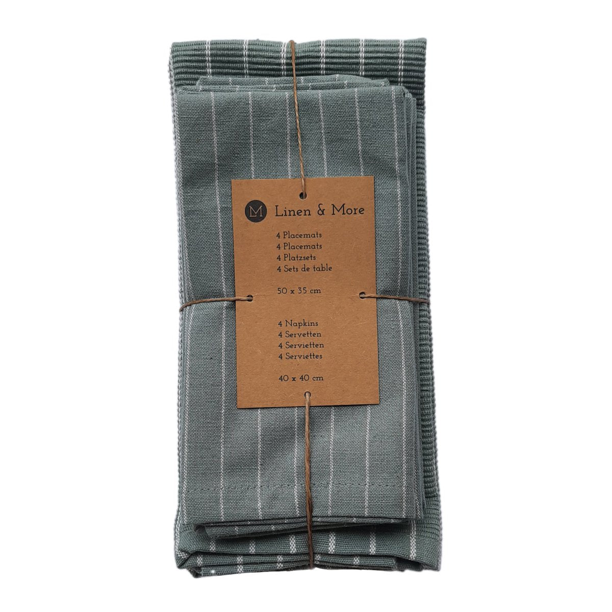 Pinstripe Ribbed Keukenset groen blauw 35x50/40x40cm (set of 8)