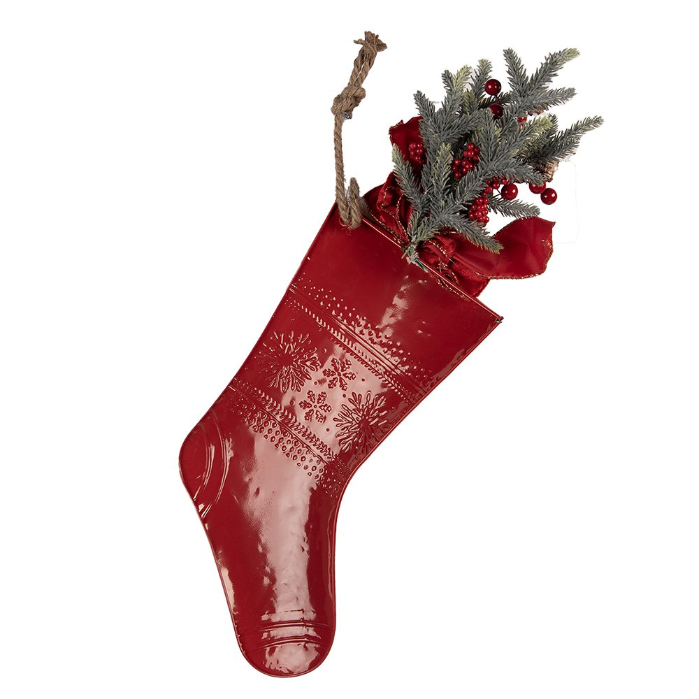 Kersthanger Kerstsok 25x6x66 cm Rood Metaal