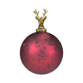 Decoratie bal hert antiek rood 12cm