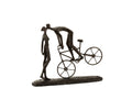 J-Line decoratie Koppel Kus Op Fiets - polyresin - bruin - H 30.5 cm