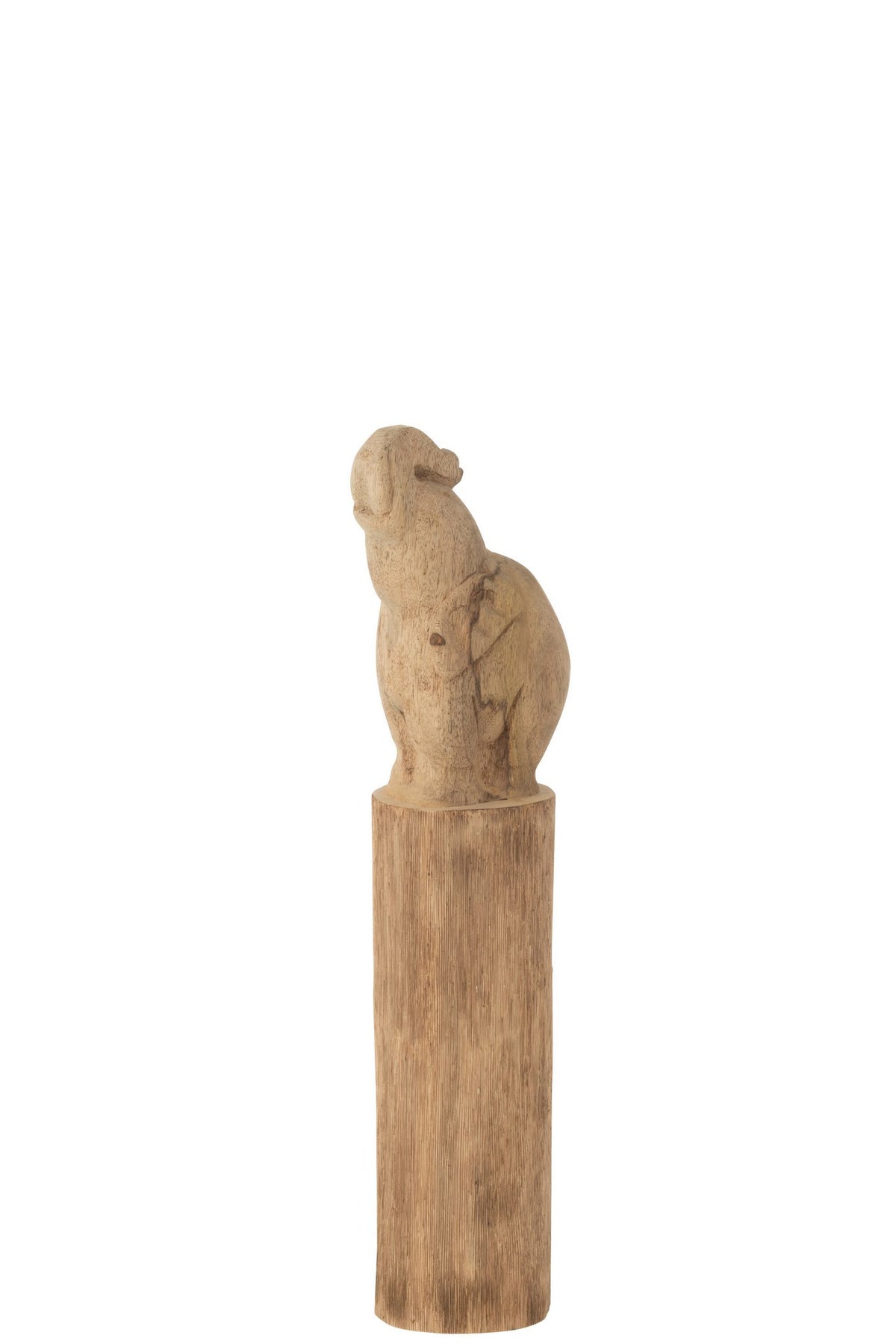 J-Line decoratie Olifant Op Boomstam - hout - naturel - klein