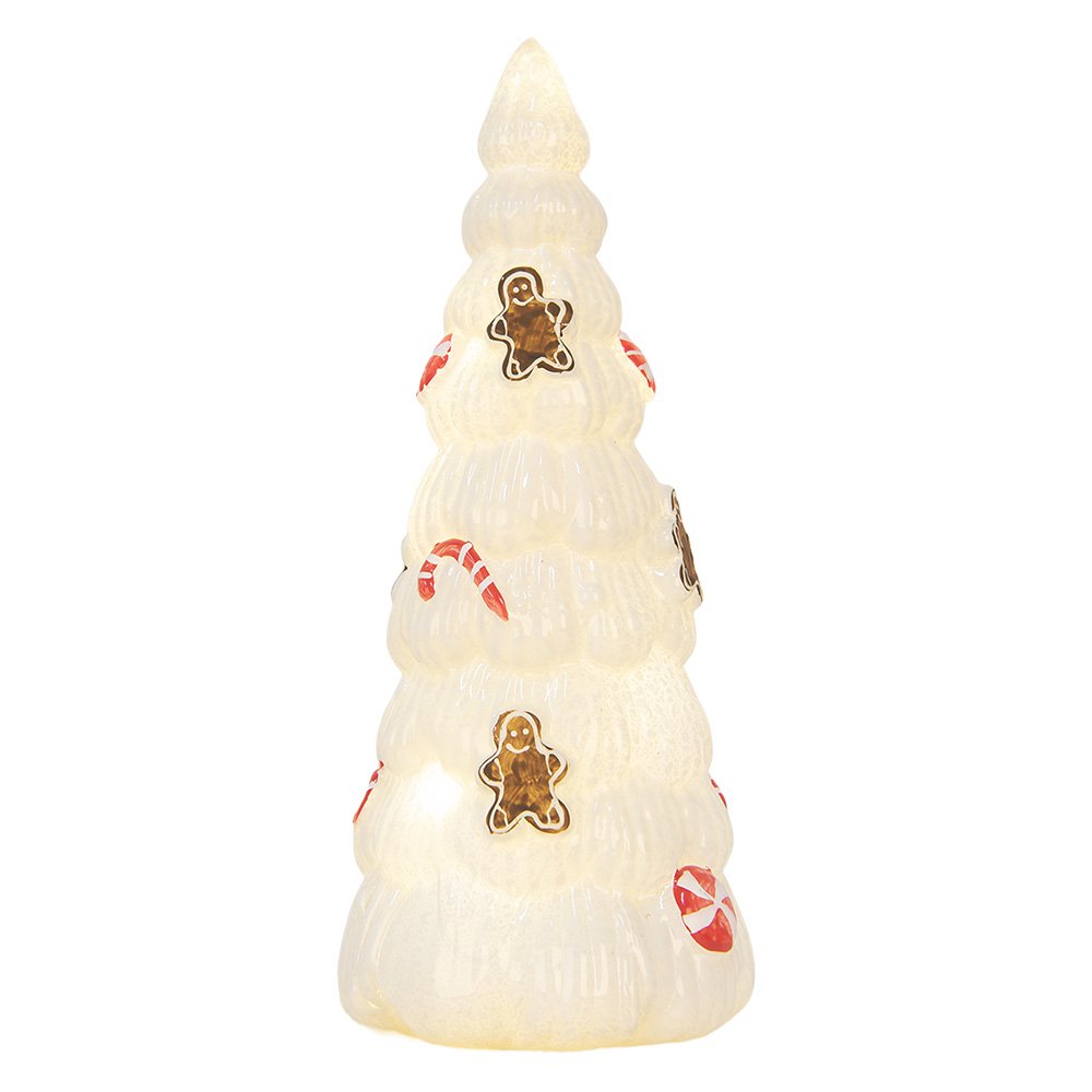 Kerstdecoratie Beeld Kerstboom Ø 10x24 cm Wit Glas