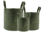 Papette Jute pot met handvat Set 3 grijsblauw