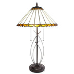 Tiffany Tafellamp Ø 41x69 cm Beige Bruin Glas Tiffany Bureaulamp