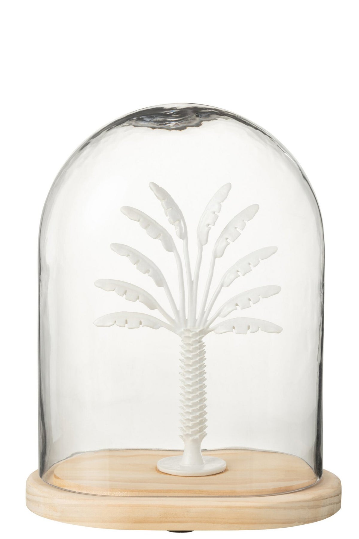 J-Line decoratie Stolp Palmboom - glas/metaal - wit/naturel - large