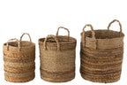 J-Line mand Lucie - jute - naturel - 3 stuks