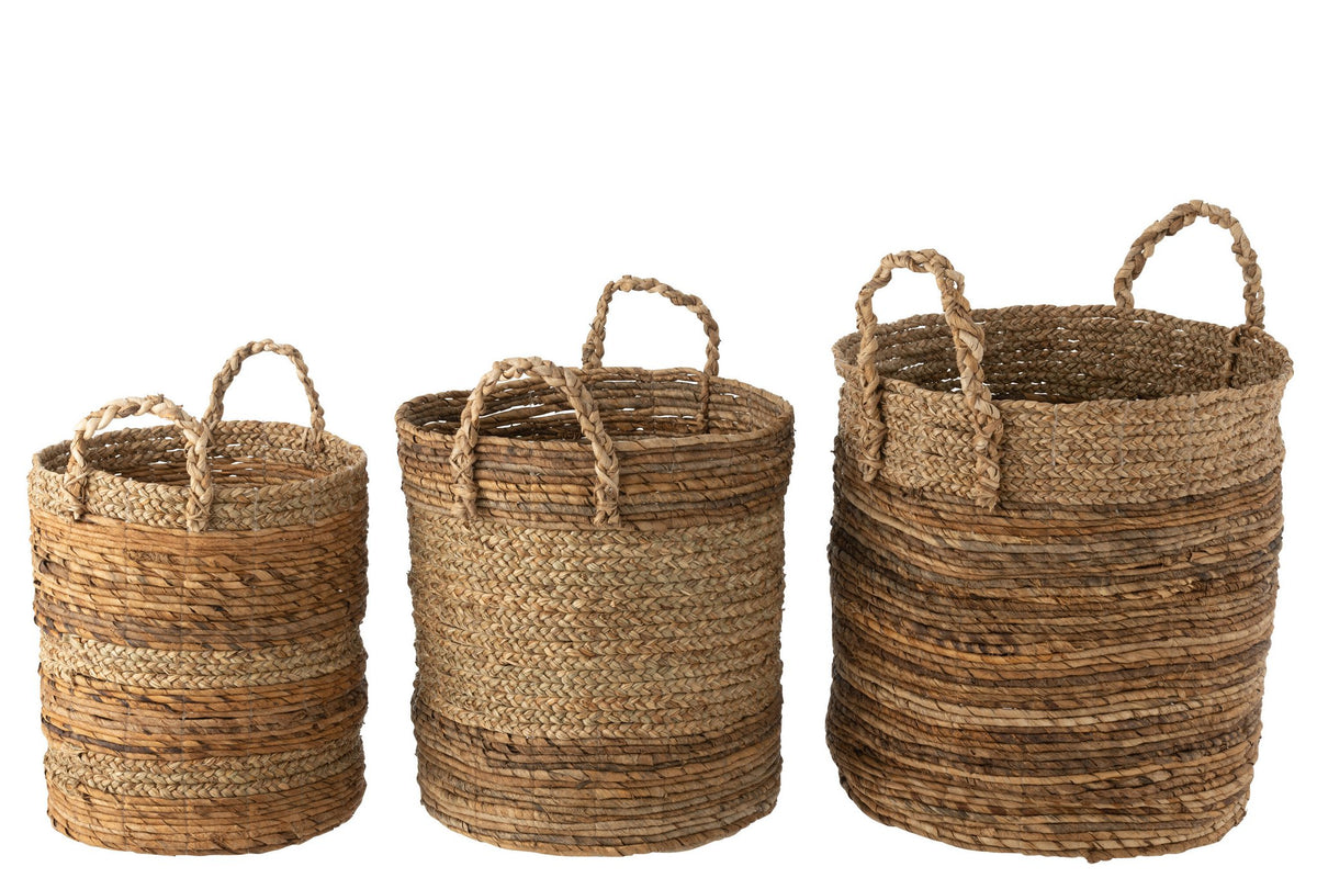 J-Line mand Lucie - jute - naturel - 3 stuks