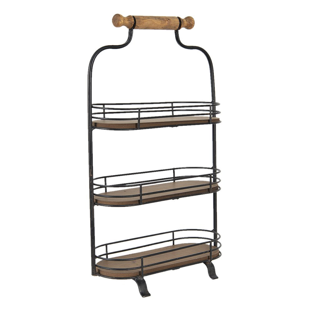 Etagère 3 laags 51 cm Zwart Bruin IJzer