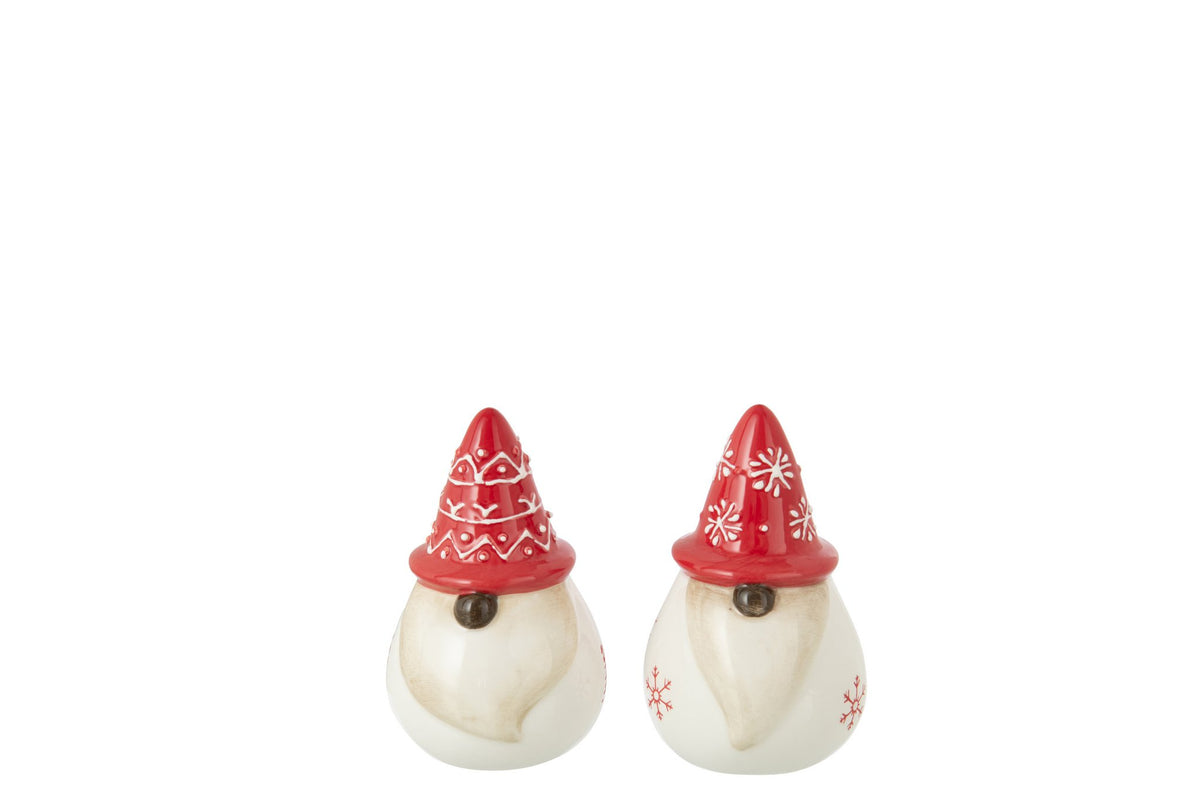 J-Line peper- & zoutstellen Kerstman - kermaiek - wit/rood