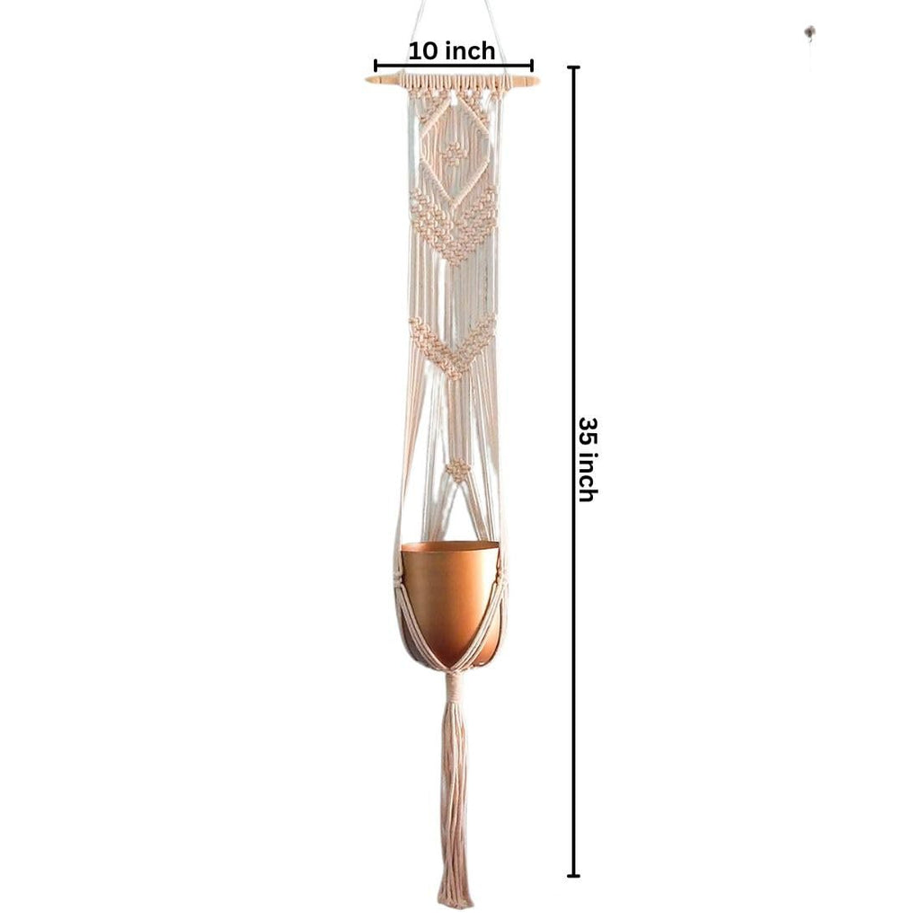 Gebroken witte macramé plantenhanger