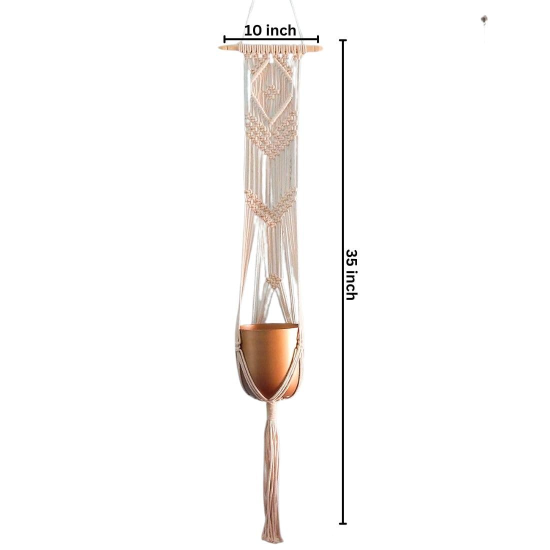Gebroken witte macramé plantenhanger