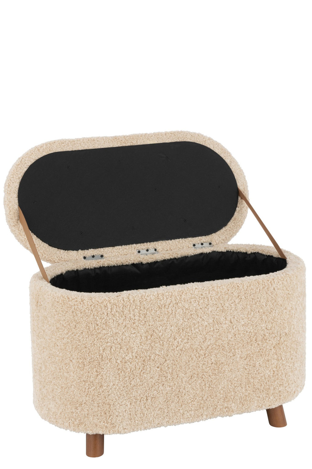J-Line Poef Opslag Teddy Polyester Beige