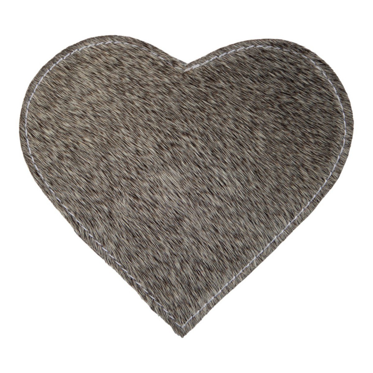 Onderzetter koehuid hart grijs 14cm