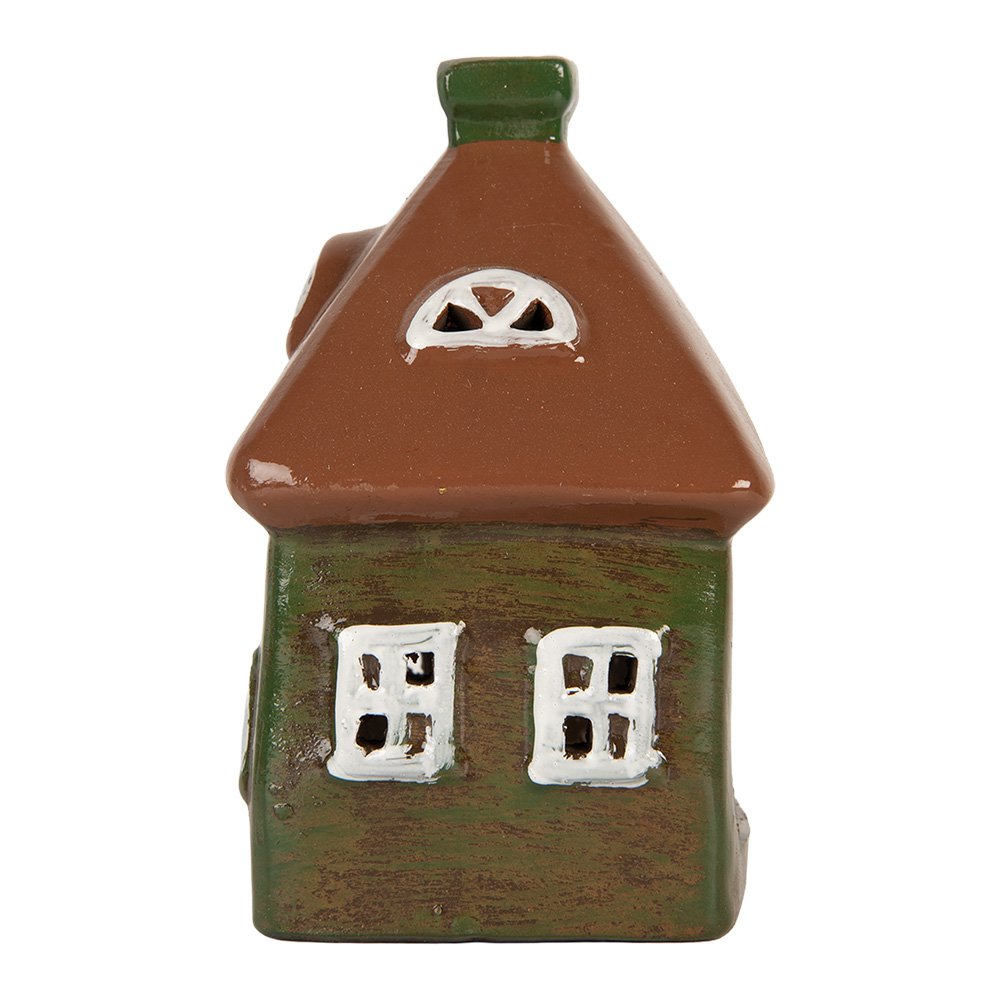 Waxinelichthouder Huis 12x9x14 cm Groen Keramiek
