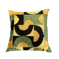 Velvet Ikat Kussen Retro Green Black Yellow 50x50 cm