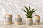 J-Line mand Gestreept - zeegras - naturel/blauw - S