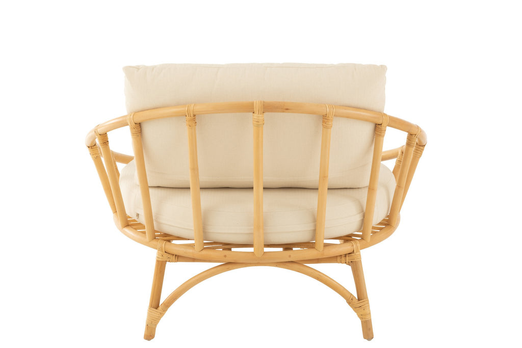 J-Line stoel + kussen - jute/textiel - naturel/wit