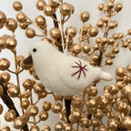 Luna-Leena vogel hangend ornament - bordeaux rode sterren - wol - handgemaakt in Nepal