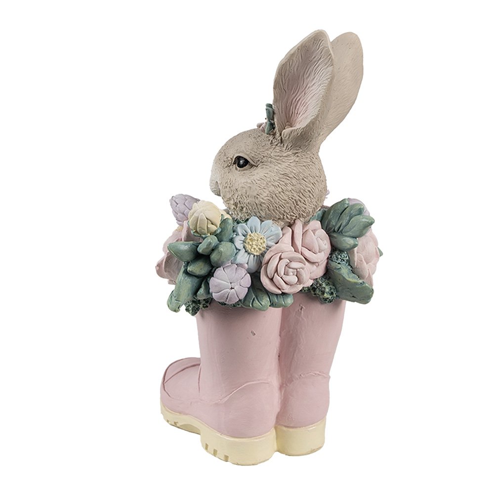 Decoratie Beeld Konijn 13x13x23 cm Beige Roze Kunststof