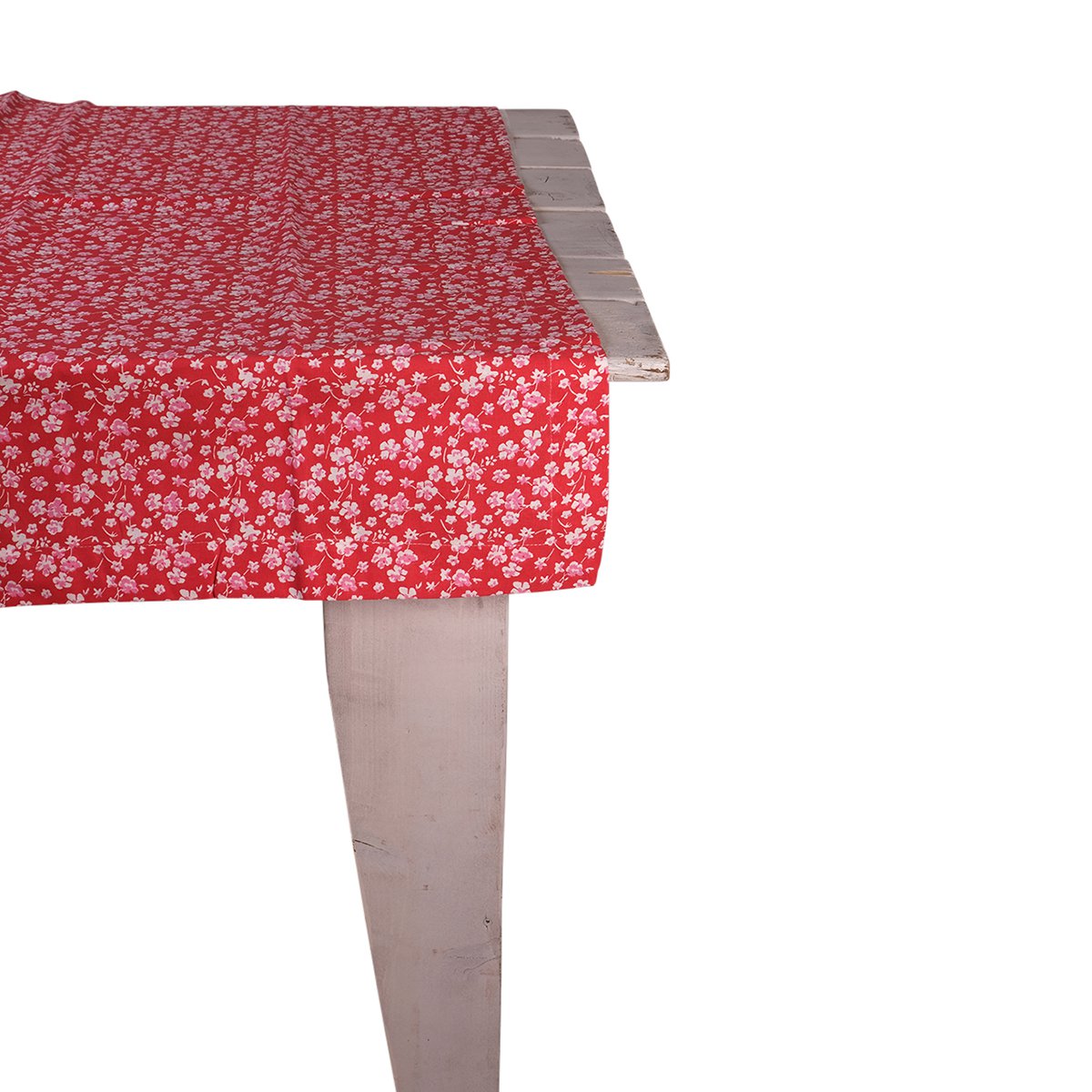 Nina Tafelkleed Textiel rood wit 100x100cm