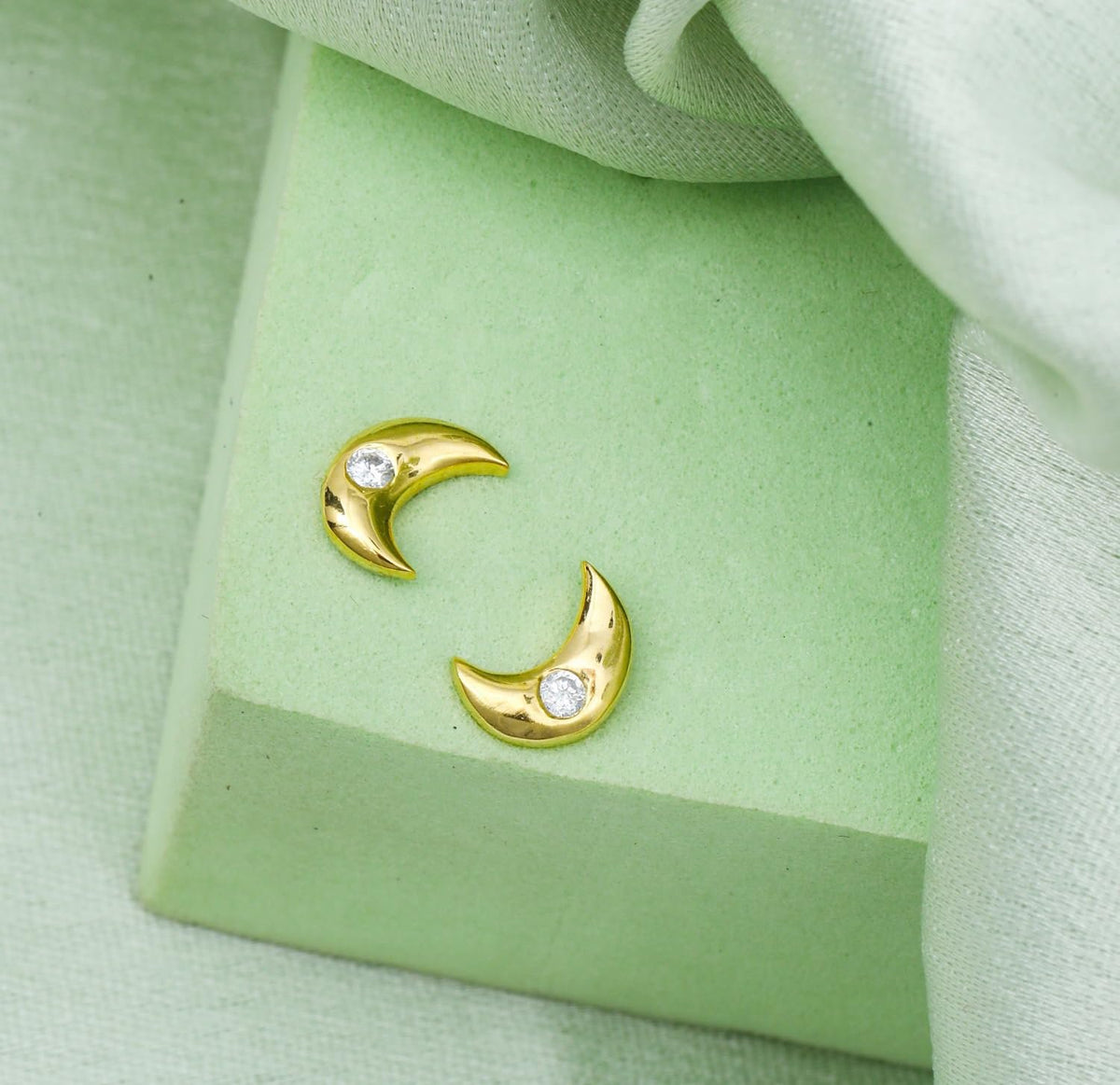 Maanoorbellen – Sterling zilveren sieraden – 18K verguld – Lichtgewicht paar