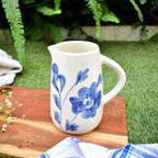 Kruik | Keramiek Handgeschilderde Blauwe Bloem | 800 ml
