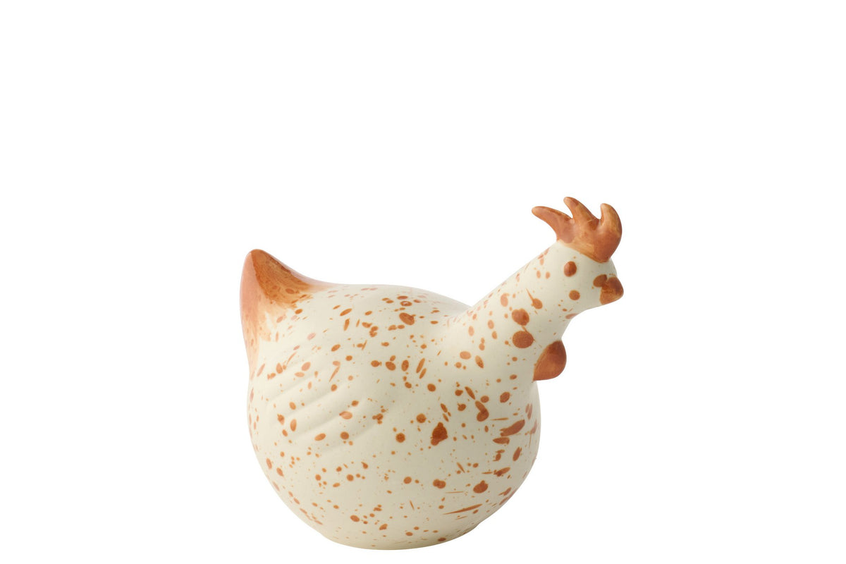 J-Line decoratie Kip - keramiek - wit/bruin - M