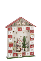 J-Line decoratie Huis Adventskalender- multiplex - rood/wit - LED