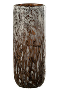 J-Line vaas/kandelaar Petra - glas - bruin/wit - large - 14 cm hoog- LC