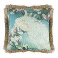 Kussen fluweel witte pauwen gouden franjes 45x45cm*