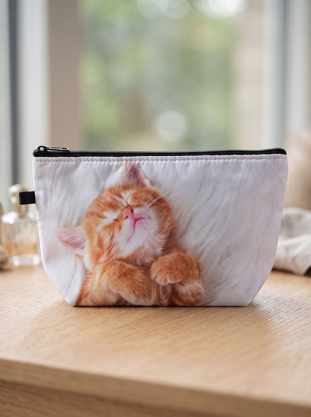 Toilettas Dames 22x13x18 cm Grijs Polyester Kat