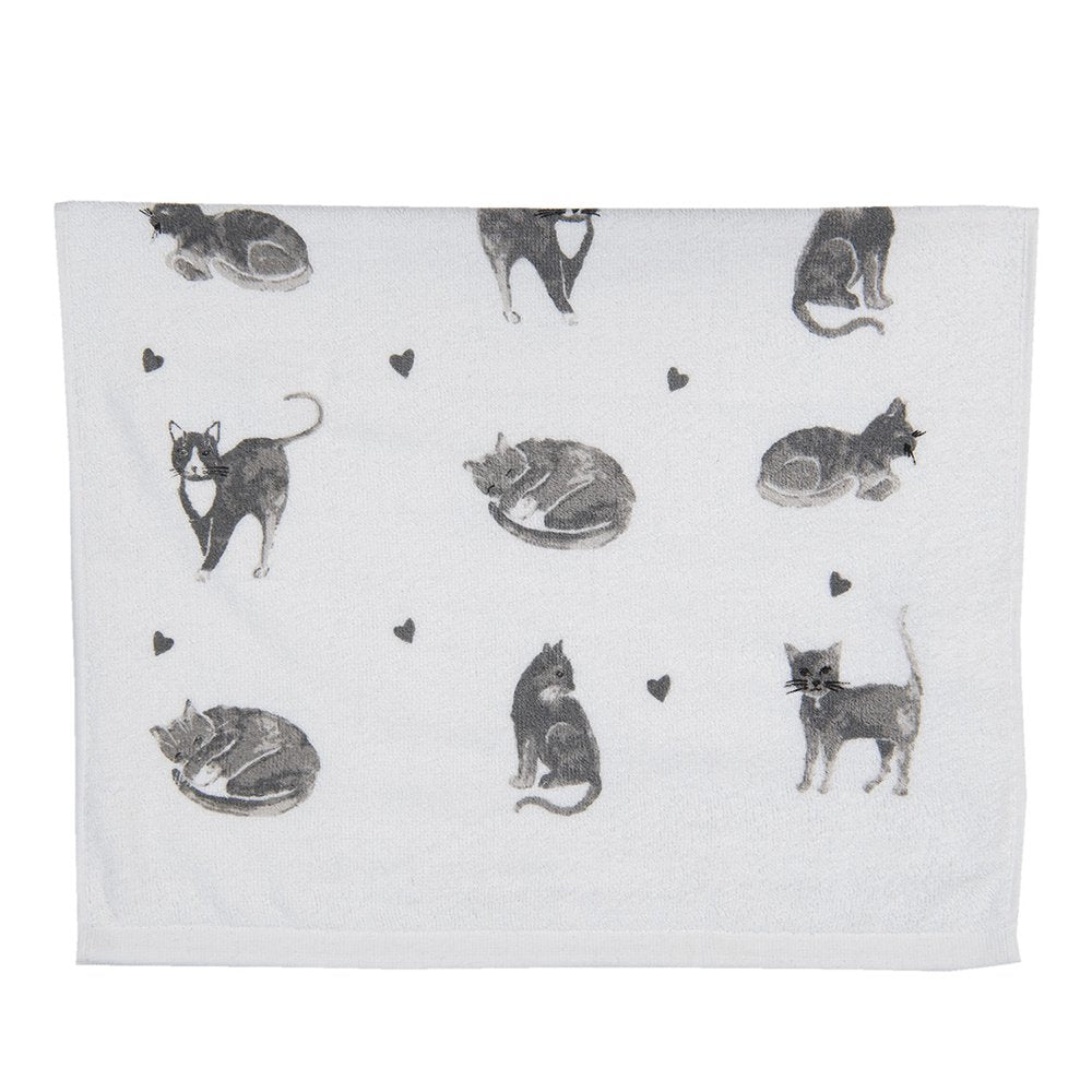 Gastendoekje 40x66 cm Grijs Wit Katoen Katten Toilet Handdoek