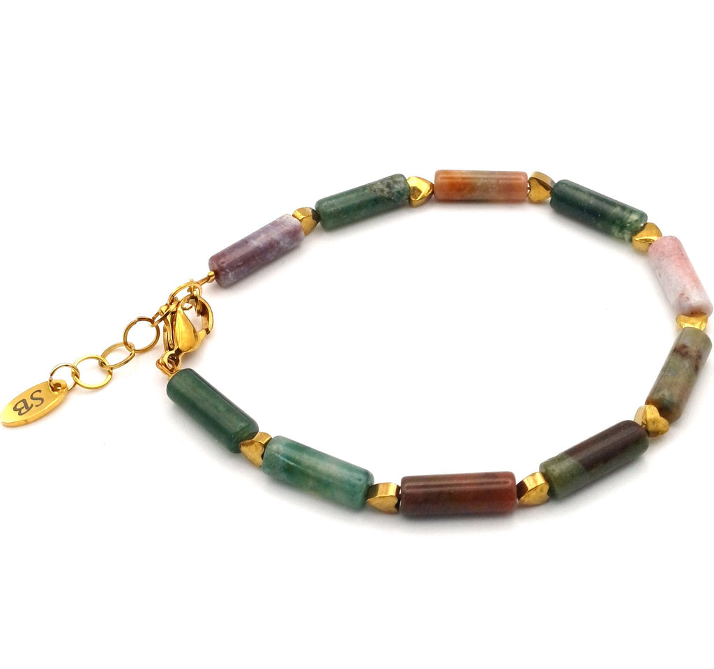 Edelsteen armband Tube met mini hartjes