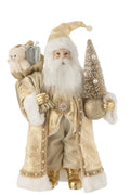 J-Line Kerstman Deco Resine/Textiel Goud