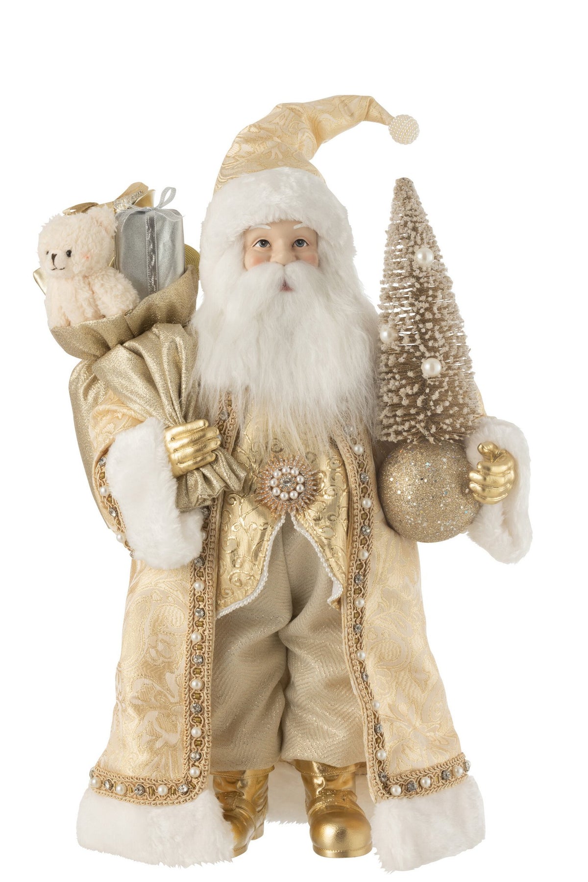 J-Line Kerstman Deco Resine/Textiel Goud
