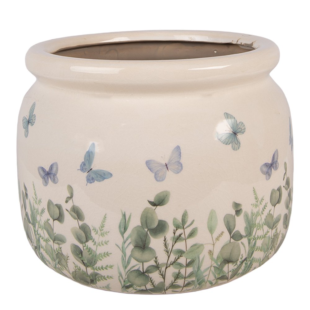 Bloempot Beige Keramiek Vlinders