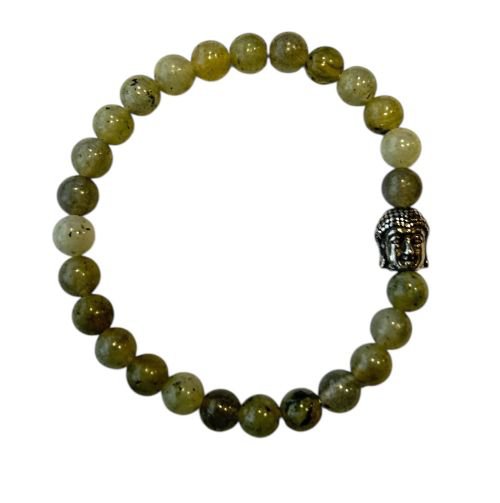 Dames armband Labradoriet 6 mm met Boeddha kraal