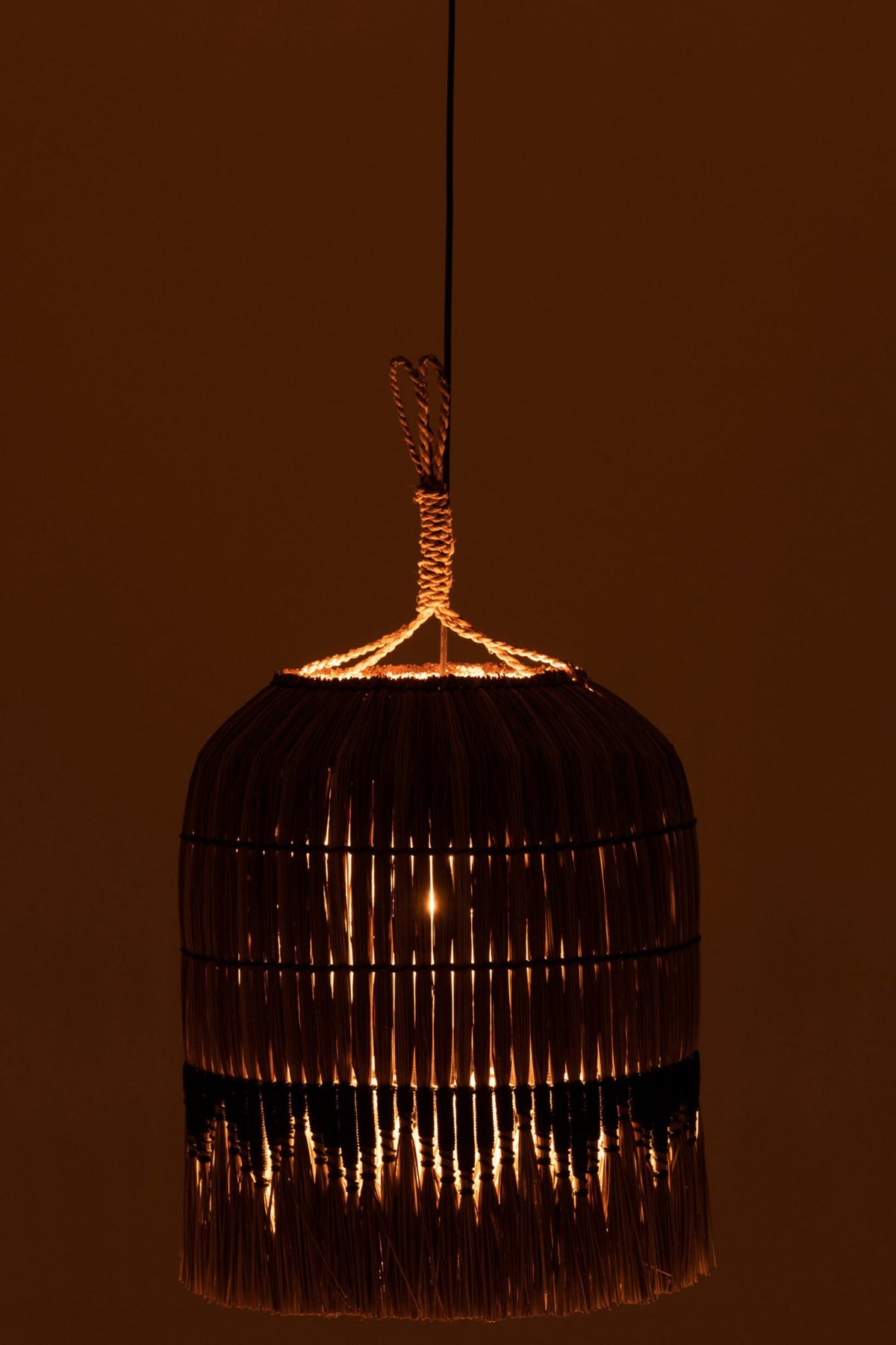J-Line hanglamp Motief - gras - naturel/zwart